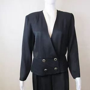 Vintage Sheri Martin Black Pantsuit Double Breasted Jacket and Trousers - Picture 1 of 7