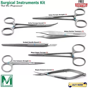 Surgical Microsurgery Ophthalmic Kit Scissors Kelly Forceps Tweezers Scalpel CE - Picture 1 of 8
