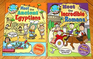 Lot 2 MEET THE INCREDIBLE ANCIENT EGYPTIANS & ROMANS Simon Abbott HB VGC L1 - Imagen 1 de 1