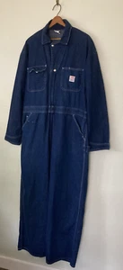 Vintage Pointer Brand Coveralls Blue Denim Heavy Jeans 48x30 MADE in USA - Picture 1 of 13