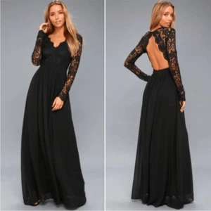 Lulu’s Awaken My Love Black Maxi Dress Sz S - Picture 1 of 7