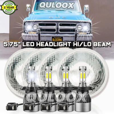 4PCS 5.75" 5-3/4" LED Headlights for GMC C15/C1500 1961-1972 Pickup C2500 Foto 1 de 4