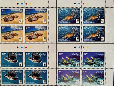 Penrhyn 2014 MNH Turtles Reptiles 16 Stamps 4 Full Sets Corner Quartblocks - Image 1 of 4