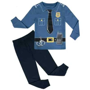 Blue Police 3T Pure Cotton Printed Pjs for Kids, 2-Piece Long-Sleeved Pajama Set - Picture 1 of 5