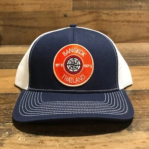 Bangkok Mütze Snapback Trucker Cap Herren dunkelblau weiß Netzrücken Thailand Souvenir - Bild 1 von 11