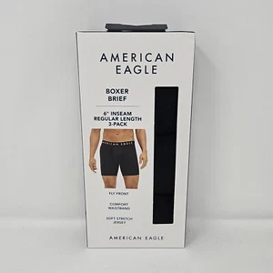 Paquete de 3 calzoncillos boxer American Eagle pequeños negros flexibles para hombre - Imagen 1 de 4