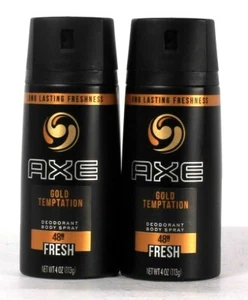 2 Count Axe 4 Oz Gold Temptation Long Lasting 48h Fresh Deodorant Body Spray - Picture 1 of 1