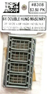 HO Scale Tichy Train Group 8308 6-6 Double-Hung Masonry Window w/Glazing pkg(12) - Picture 1 of 1