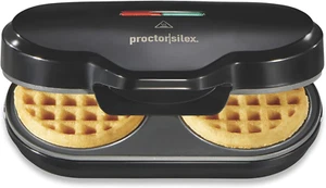 Proctor Silex Double Mini Waffle Maker Machine with 4” round Non-Stick Grids, Ma - Picture 1 of 8