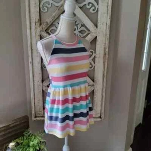 143 Story Women's Soft French Terry Stripe Babydoll Peplum Halter Tank Top Tunic - Picture 1 of 12