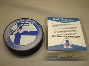 Patrik Laine Signed Team Finland Hockey Puck Autographed Beckett BAS COA 1A - Picture 1 of 3