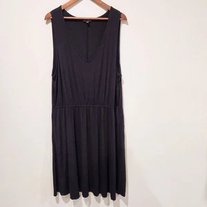 Lane Bryant Womens Black Shirred Waist Midi Dress Size 22/24 Minimalist Edgy - Picture 1 of 9