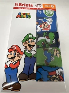 Nintendo Super Mario Bros 5 Pack Boys Underwear Brief Size 6 100% Cotton NEW - Picture 1 of 4