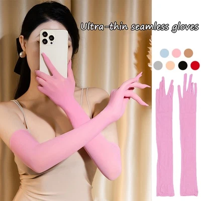Women's Fingerless Velvet Gloves Long Solid Color Fashion Gloves - Image 1 of 4