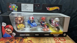 Hot Wheels Super Mario Bros Movie 4 Pack Donkey Kong Toad Mario Princess Peach - Picture 1 of 2