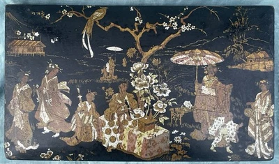 Boite Coffret 19è XIXè 20èm XXèm Bois laqué Décor polychrome Japon Napoleon III - Photo 1/4