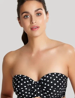 Swimwear Bikini Tops Panache Anya Spot Bandeau Bikini Top SW1013 Black/White - Image 1 of 4