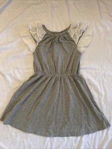 Gap Kids M Sz 8 Gray One Piece Dress Slip On Ruffles - Picture 1 of 3