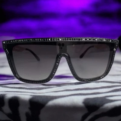 Quay Australia Nightfall Bling 2.0 RARE Shield Sunglasses Black Fade 58mm New - Image 1 of 4