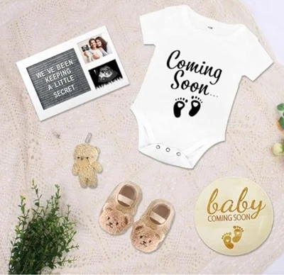 5 Pcs Pregnancy Announcement Set Baby Reveal Party Decor Felt Letter Board Teddy - Image 1 of 4