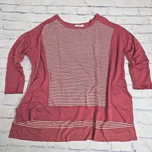 Nuevo top túnica elástica Again para mujer grande a rayas rojas de gran tamaño cómodo - Imagen 1 de 10