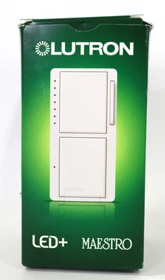 Lutron Maestro LED+ Doble Atenuador e Interruptor | Bombillas LED de 75 vatios/Ventiladores de 2,5 A,Blanco Foto 1 de 4