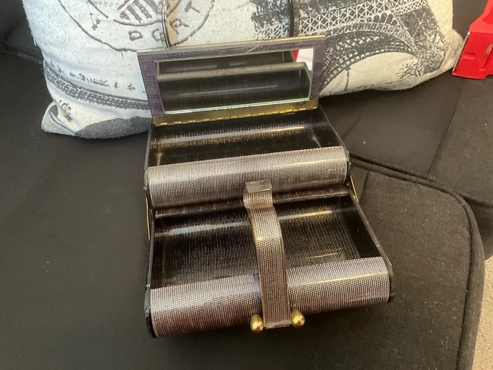 复古 Willardy MCM 两层 Lucite 盒袋 带两个隔层和镜子 — 第 1/4 张图片