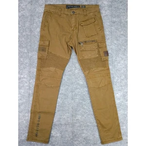 Heritage by America Mens 34x32 Moto Biker Cargo Pants Brown Tan Straight Fit Zip - Picture 1 of 14