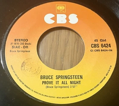 Bruce Springsteen – Prove It All Night ITALY 7" SINGLE 45 1978 CBS RECORDS - Image 1 of 2