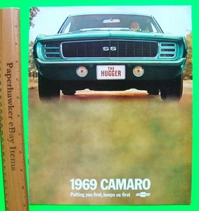 Orig'l 1969 CHEVROLET CAMARO DLX 16-p COLOR CATALOG Brochure Z-28 Convertible SS - Picture 1 of 10