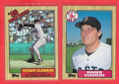 Lote de 2 tarjetas de béisbol Roger Clemens 1987 Topps #1 y # 340 Boston Red Sox Foto 1 de 2