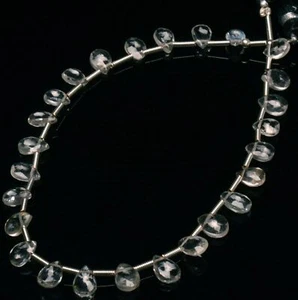 Natural Gem Himalayan Ice Quartz 6x4 mm Size Faceted Pear Briolette 9" Strand - Picture 1 of 4
