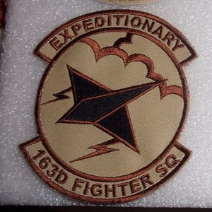 USAF FLIGHT SUIT PATCH,163RD EXPEDITIONARY FIGHTER SQN,IN ANG,DESERT,W/HOOK LOOP - Foto 1 di 1