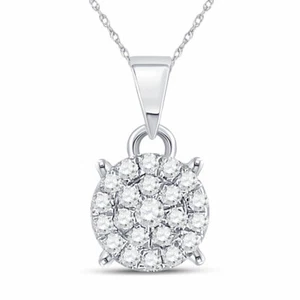 Colgante círculo de diamantes redondo de oro blanco de 10 quilates para mujer 1/6 cttw - Imagen 1 de 1
