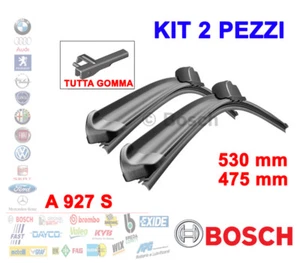 KIT 2 SPAZZOLE TERGICRISTALLO GOMMA BOSCH 3397118927 AEROTWIN 53 47,5 CM A927S - Foto 1 di 5