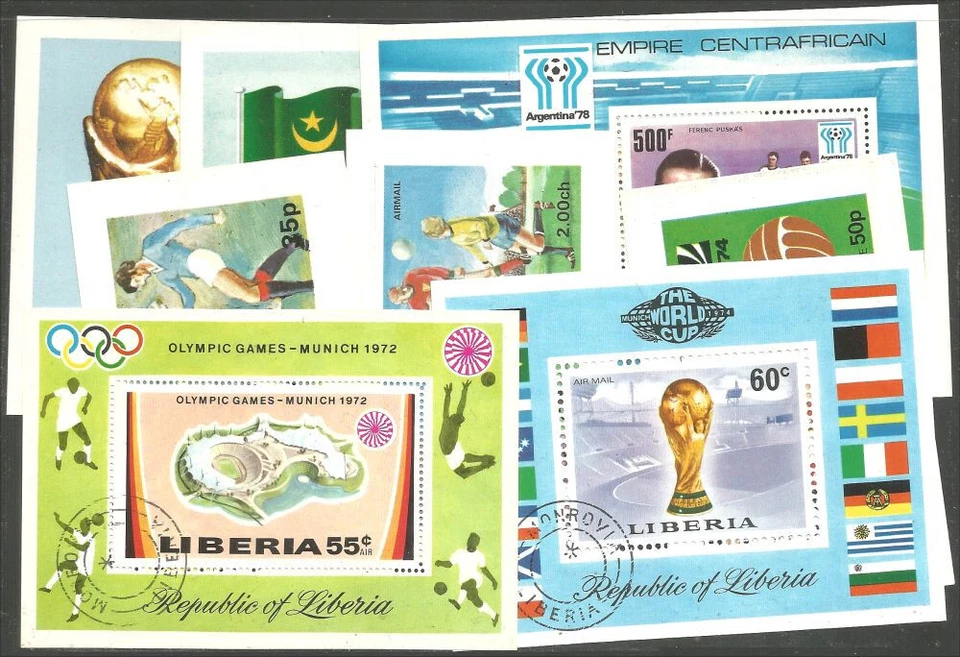os04 EIGTH souvenir sheets showing wild Soccer Rimet Cup Flags - Image 1 of 1