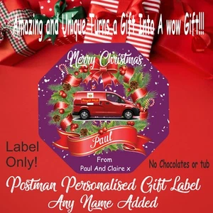 Personalised Postman Gift Chocolate LABELS ONLY Quality Street Tub Christmas - Picture 1 of 6