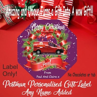 Personalised Postman Gift Chocolate LABELS ONLY Quality Street Tub Christmas