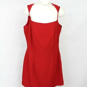 Vintage Joseph Ribkoff 80s Red Sleeveless Side Zip Formal Sheath Dress Womens 8 - Picture 1 of 7