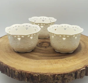 Skye McGhie CREAM LACE Fine Porcelain Decorative Small Bowl Dish Set of 3 - Picture 1 of 6