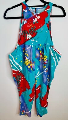 VTG 80'S-90'S GOLDEN RAINBOW WHITE GRAPHIC ABSTRACT PRINT ROMPER JUMPSUIT&TOP*6 - Image 1 of 4