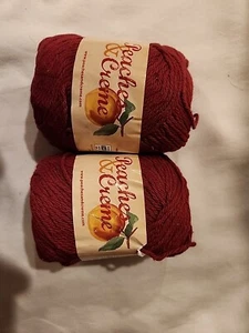 Lot of 2 Peaches And Cream BURGUNDY Yarn 120yds 2.5oz Each 100% Cotton NEW - Picture 1 of 5