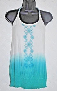 American Rag Cie Embroidered Floral Dip Dye Racer Back Stretch Jersey Top XS NEW - Picture 1 of 4