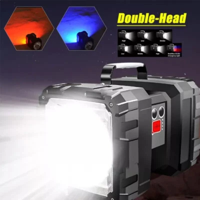 100000Lumen Dual Head USB LED Searchlight Handheld Searchlight Torch Flashlight - Image 1 of 4