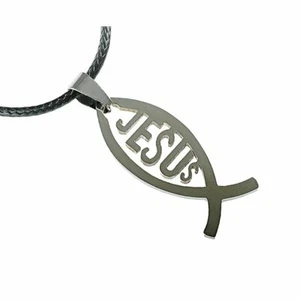 Jesus-Fisch Anhänger mit zwei Baumwollbändern - Bild 1 von 1