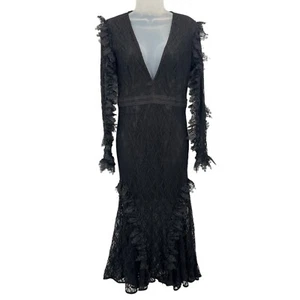 La Maison Talulah Pursue Long-Sleeve Lace Midi Dress Women's Small Black Sexy - Picture 1 of 20