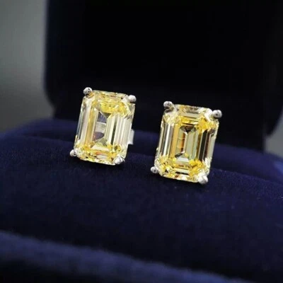 Aretes para mujer 925 enchapados en oro amarillo de 14 quilates citrino natural esmeralda de 3,98 quilates Foto 1 de 4