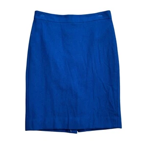 J Crew Skirt Women 4 Cobalt Pencil Wool Blend Fully Lined Kick Pleat Back Zip - Picture 1 of 11