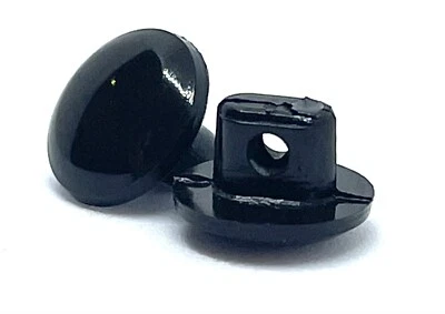 11mm X 10 Pcs Black Round Shiny Plastic Sleeve Doll Shank Buttons - Image 1 of 4