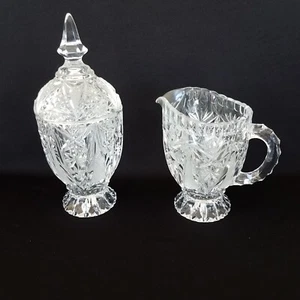Old Cut Crystal Matching Creamer and Sugar Bowl Excellent Cond. Ruffled Edges - Picture 1 of 10